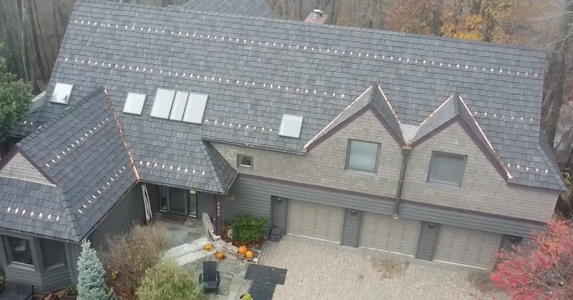 Modern house with sloped roof